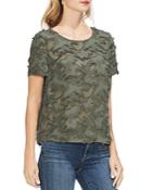 Vince Camuto Fringed Camo Short Sleeve Top