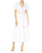 Ml Monique Lhuillier Lace Inset Poplin Midi Dress