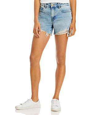 Frame Le Grand Garcon Raw Frayed Cutoff Denim Shorts In Bathe