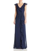 Adrianna Papell Ruffle Detail Gown