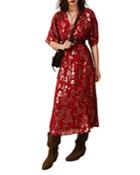 Ba & Sh Rouge Metallic Print Midi Dress