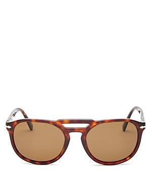 Persol Men's Polarized Brow Bar Round Sunglasses, 52mm