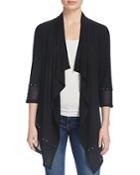 Essentials By Milano Stud Mesh Trim Open Cardigan - Compare At $66