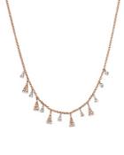 Meira T 14k White And Rose Diamond Triangles Necklace, 16