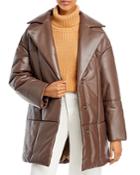 Nour Hammour Belted Leather Puffer Coat