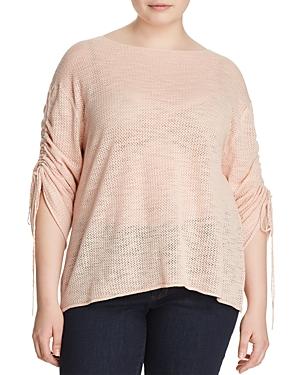 Vince Camuto Plus Pointelle Knit Drawstring-sleeve Top