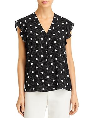 T Tahari Printed Flutter Sleeve Top