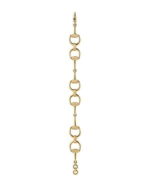 Gucci Horsebit Bracelet In 18k Yellow Gold With Brown Diamonds