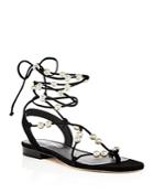 Isa Tapia Women's Gabot Embellished Suede Gladiator Lace Up Sandals