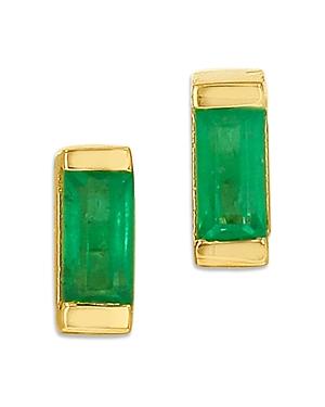 Moon & Meadow 14k Yellow Gold Emerald Baguette Stud Earrings