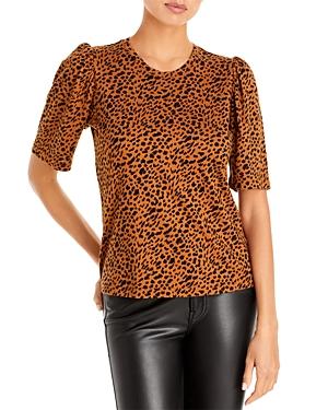 Monrow Leopard Print Puff Sleeve Tee