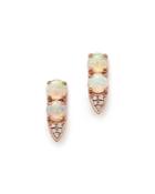 Dana Rebecca Designs 14k Rose Gold Charlie Caroline Opal And Diamond Bar Earrings