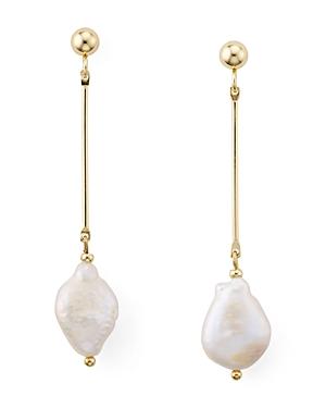 Aqua Cultured Freshwater Pearl Linear Drop Earrings - 100% Exclusive