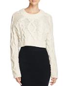 Dkny Merino Wool Cable Knit Cropped Sweater