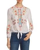 Johnny Was Donya Embroidered Tie-front Top