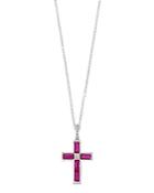 Bloomingdale's Ruby & Diamond Cross Pendant Necklace In 14k White Gold - 100% Exclusive
