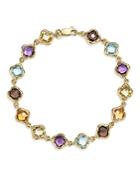 Multicolored Gemstone Large Clover Bracelet In 14k Yellow Gold