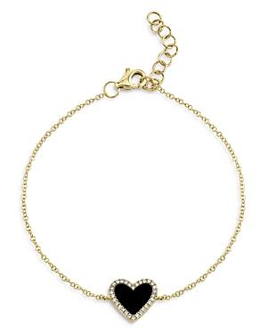 Moon & Meadow Diamond & Onyx Heart Chain Bracelet In 14k Yellow Gold - 100% Exclusive