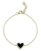 Moon & Meadow Diamond & Onyx Heart Chain Bracelet In 14k Yellow Gold - 100% Exclusive