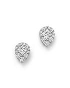 Diamond Princess Cut Cluster Earrings In 14k White Gold, .50 Ct. T.w.