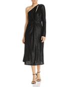 Michelle Mason One-sleeve Shimmer Midi Dress