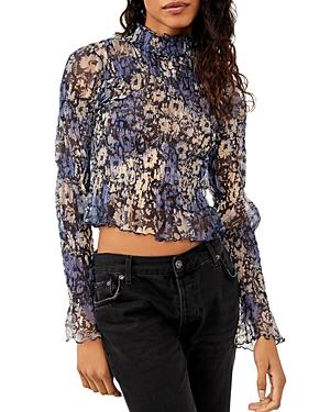 Free People Hello There Smocked Floral Print Top