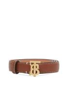 Burberry Monogram Motif Topstitched Leather Belt