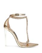 Jessica Rich Women's Luxe Embellished Chain Ankle Strap High Heel Sandals