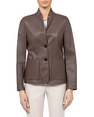 Peserico Leather Stand Collar Blazer