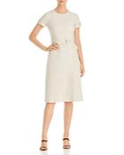 Karl Lagerfeld Paris Belted Linen Blend Sheath Dress