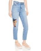 Sandro Basil Cropped Straight-leg Jeans In Blue Vintage