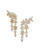 Nadri Freya Drama Cubic Zirconia Flower Climber Earrings In 18k Gold Plated