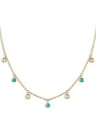 Moon & Meadow 14k Yellow Gold Turquoise & Diamond Dangle Collar Necklace, 18 - 100% Exclusive