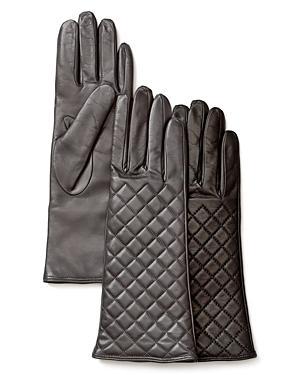 Bloomingdale's 3-button Length Quilted Leather Gloves