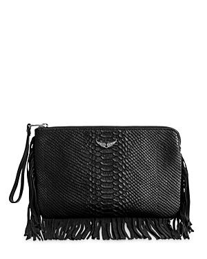 Zadig & Voltaire Uma Fringes Savage Leather Zv Clutch