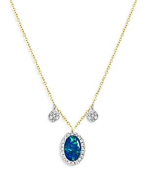 Meira T 14k White & Yellow Gold Opal & Diamond Drop Necklace, 18