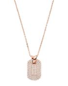 Michael Kors Pave Dog Tag Necklace In Sterling Silver, 14k Gold-plated Sterling Silver Or 14k Rose Gold-plated Sterling Silver, 16