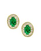 Bloomingdale's Emerald & Diamond Halo Stud Earrings In 14k Yellow Gold - 100% Exclusive
