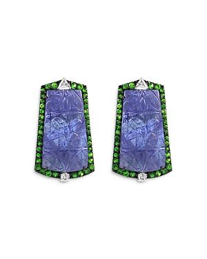 Amrapali Jewels 18k White Gold Blue Tanzanite, Tsavorite And Diamond Earrings