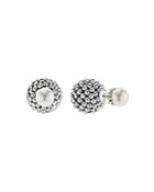 Lagos Sterling Silver Signature Caviar Cultured Freshwater Pearl Front-back Earrings