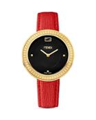 Fendi My Way Stainless Steel Watch With Leather Strap And Fox Fur Glamy, 36mm
