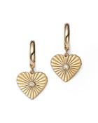 Moon & Meadow 14k Yellow Gold Diamond Heart Charm Hoop Earrings - 100% Exclusive
