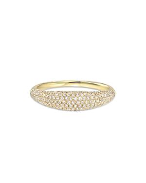 Zoe Lev 14k Yellow Gold Diamond Pave Dome Ring