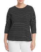 Vince Camuto Plus Striped Cinch-sleeve Top