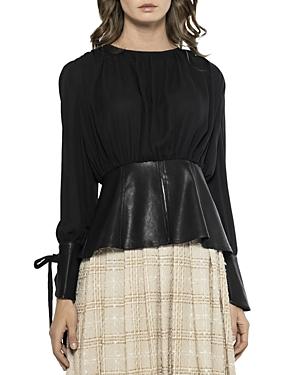 Gracia Tonal Mixed Media Peplum Top (45% Off) - Comparable Value $82