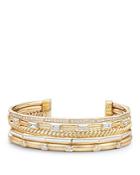 David Yurman Stax Color Cuff With Diamonds In White With 18k Gold