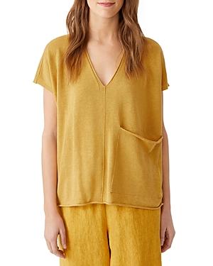Eileen Fisher Organic Linen & Organic Cotton V Neck Top