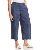 Eileen Fisher Plus Striped Linen Wide-leg Crop Pants