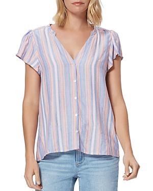 Paige Remy Striped Flutter-sleeve Blouse