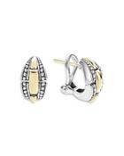 Lagos 18k Yellow Gold & Sterling Silver High Bar Curved Hoop Earrings
